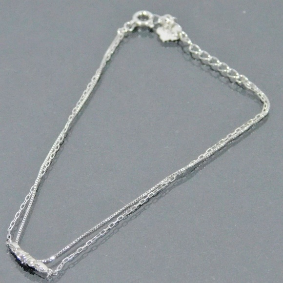 Authentic Natural 0.04ct 5 point Diamond K10 White Gold Bracelet 6.9 inch - Picture 1 of 11
